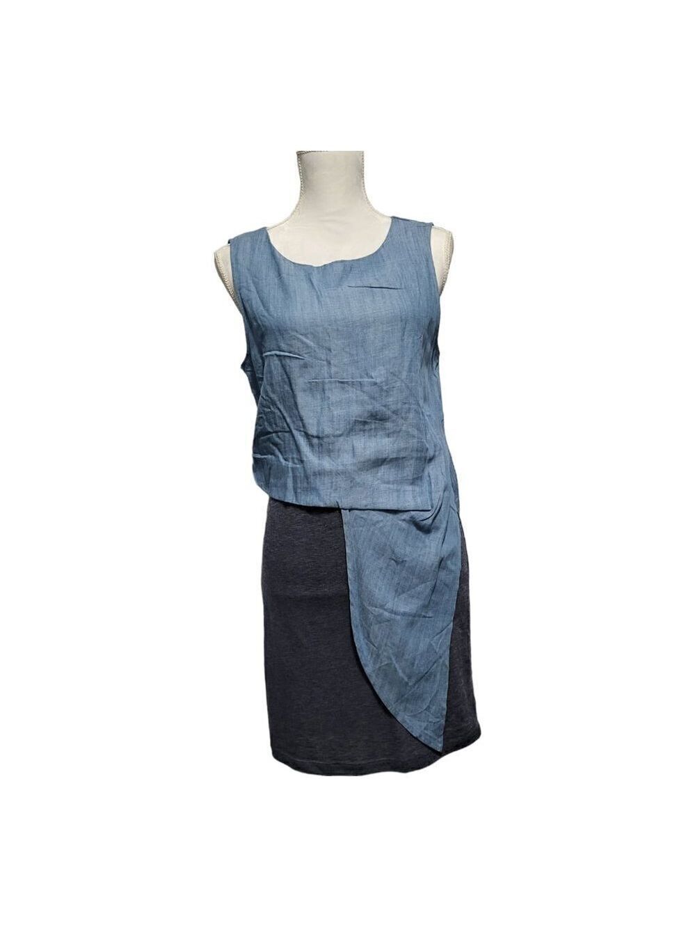 SKIES Are Blue Layered Blouson Denim Dress Size S